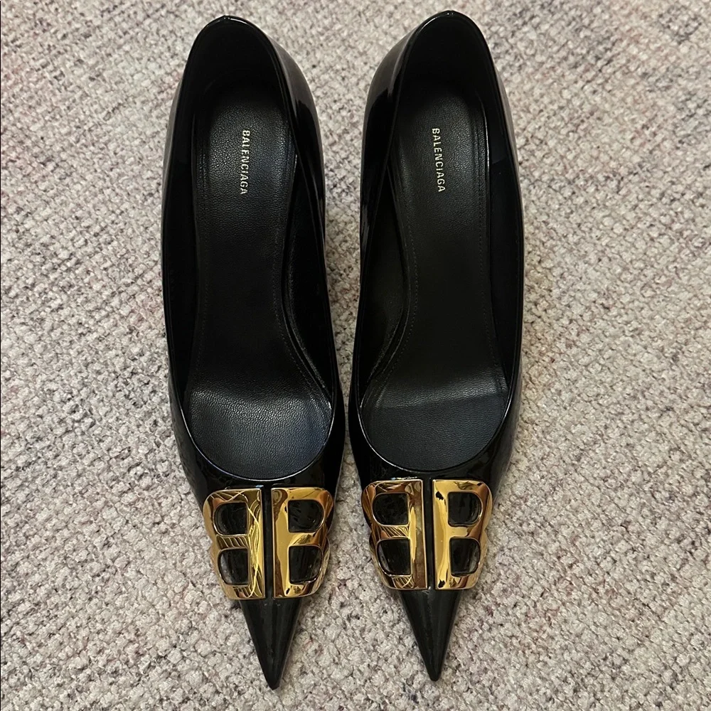 Balenciaga Black Heels with Gold BB logo - Picture 7 of 8